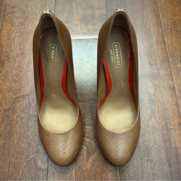 Coach Brown Snakeskin Textured Women's Pumps, Size 6 - Picture 5 of 16